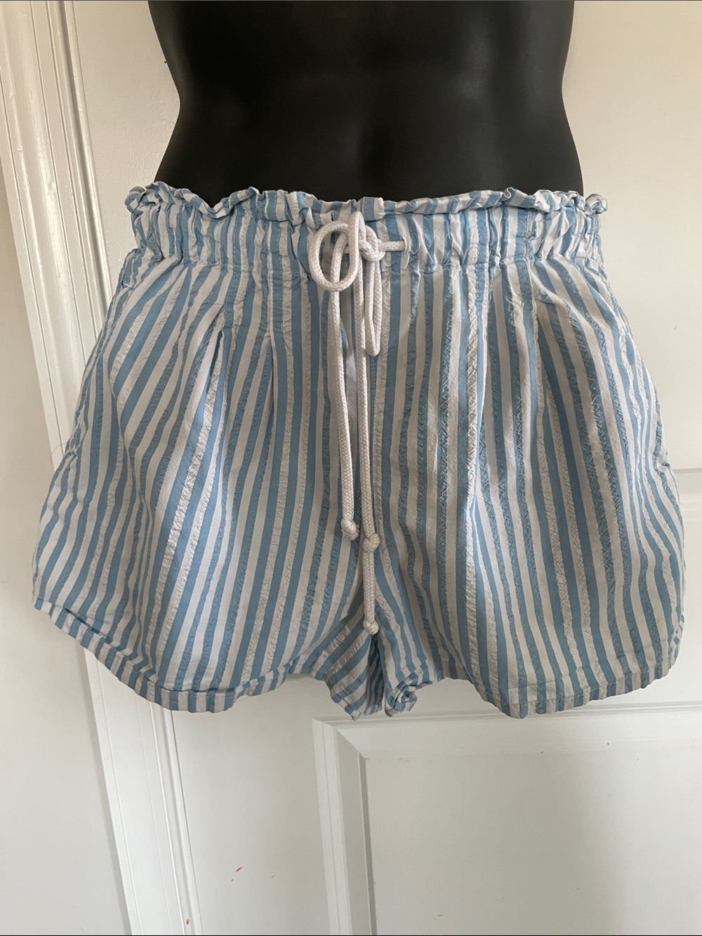 Wild Fable Striped Cotton Blue/White Drawstring Women’s Shorts